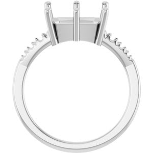 10K White Gold 10x8 mm Emerald Ring Mounting – image 4