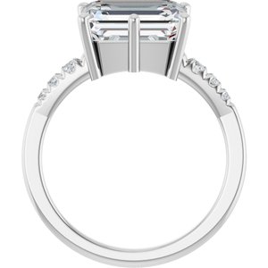 10K White Gold 10x8 mm Emerald Ring Mounting – image 3