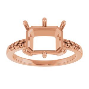 10K Rose Gold 10x8 mm Emerald Ring Mounting – image 6