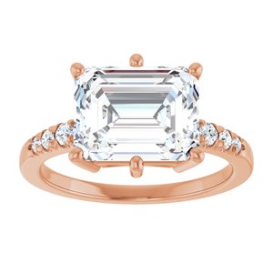 10K Rose Gold 10x8 mm Emerald Ring Mounting – image 5