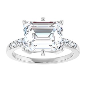 Platinum 10x8 mm Emerald Ring Mounting – image 5