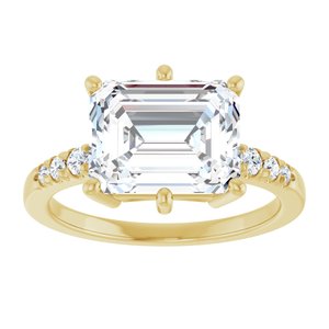 18K Yellow Gold 10x8 mm Emerald Ring Mounting – image 5