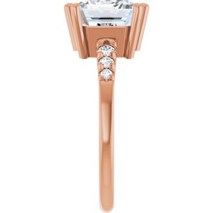 10K Rose Gold 10x8 mm Emerald Ring Mounting – image 7