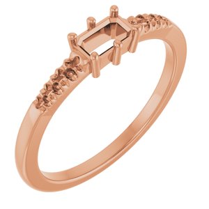 18K Rose Gold 5x3 mm Emerald Ring Mounting – image 2