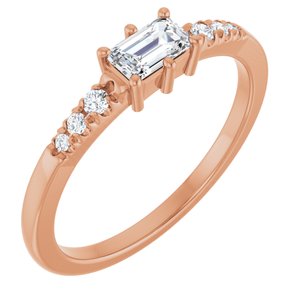 18K Rose Gold 5x3 mm Emerald Ring Mounting