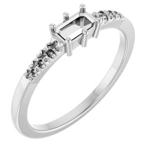 Continuum Sterling Silver 5x3 mm Emerald Ring Mounting – image 2