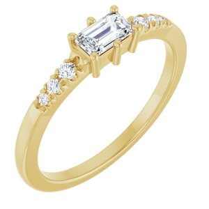 14K Yellow Gold 5x3 mm Emerald Ring Mounting