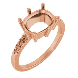 10K Rose Gold 10x8 mm Elongated Cushion Ring Mounting – image 2