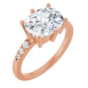 14K Rose Gold 10x8 mm Elongated Cushion Ring Mounting