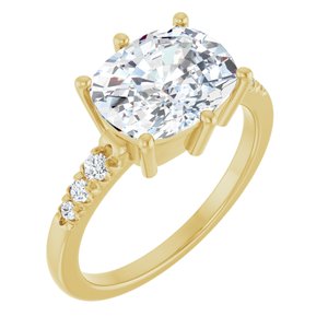10K Yellow Gold 10x8 mm Elongated Cushion Ring Mounting