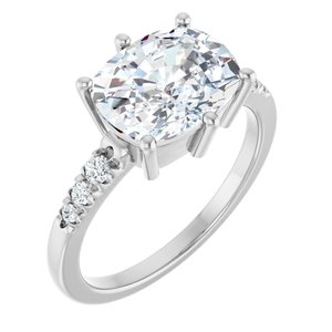 10K White Gold 10x8 mm Elongated Cushion Ring Mounting