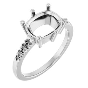 14K White Gold 10x8 mm Elongated Cushion Ring Mounting – image 2