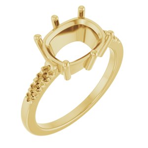 18K Yellow Gold 10x8 mm Elongated Cushion Ring Mounting – image 2
