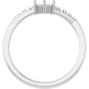 10K White Gold 5x3 mm Emerald Ring Mounting – image 4