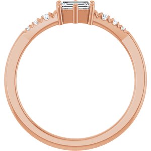 14K Rose Gold 5x3 mm Emerald Ring Mounting – image 3