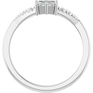 14K White Gold 5x3 mm Emerald Ring Mounting – image 3