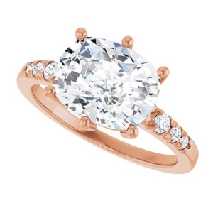 10K Rose Gold 10x8 mm Elongated Cushion Ring Mounting – image 8