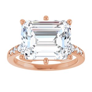 10K Rose Gold 12x10 mm Emerald Ring Mounting – image 5