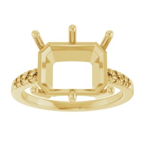 18K Yellow Gold 12x10 mm Emerald Ring Mounting – image 6
