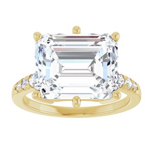 14K Yellow Gold 12x10 mm Emerald Ring Mounting – image 5