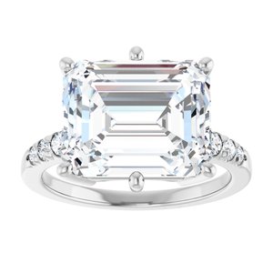 14K White Gold 12x10 mm Emerald Ring Mounting – image 5