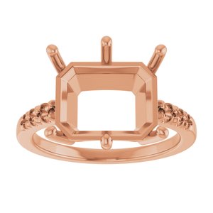10K Rose Gold 12x10 mm Emerald Ring Mounting – image 6