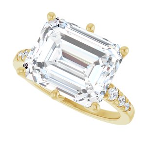 10K Yellow Gold 12x10 mm Emerald Ring Mounting – image 8