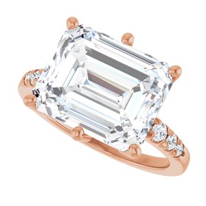 14K Rose Gold 12x10 mm Emerald Ring Mounting – image 8