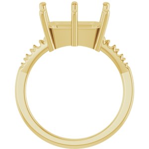 14K Yellow Gold 12x10 mm Emerald Ring Mounting – image 4