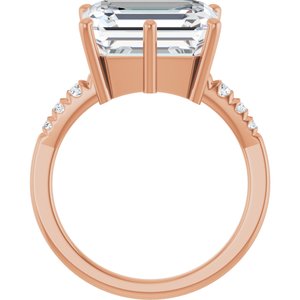 14K Rose Gold 12x10 mm Emerald Ring Mounting – image 3