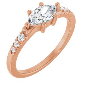 14K Rose Gold 8x4.5 mm Marquise Ring Mounting