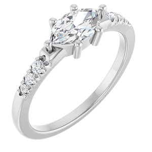 18K White Gold 8x4.5 mm Marquise Ring Mounting