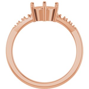 14K Rose Gold 7 mm Round Ring Mounting – image 4