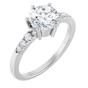10K White Gold 7 mm Round Ring Mounting