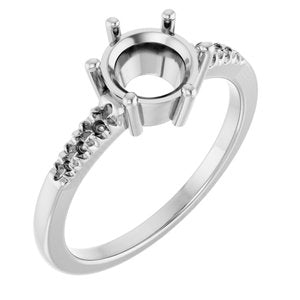 18K White Gold 7 mm Round Ring Mounting – image 2
