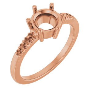 10K Rose Gold 7 mm Round Ring Mounting – image 2