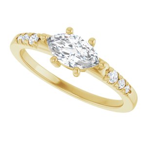 10K Yellow Gold 8x4.5 mm Marquise Ring Mounting – image 8