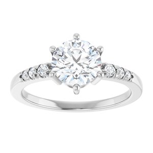 14K X1 White Gold 7 mm Round Ring Mounting – image 5