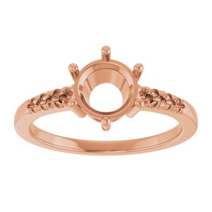 14K Rose Gold 7 mm Round Ring Mounting – image 6