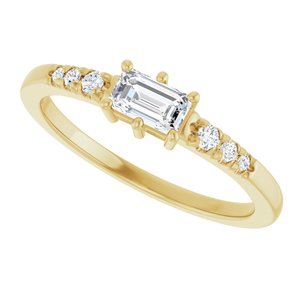 14K Yellow Gold 5x3 mm Emerald Ring Mounting – image 8