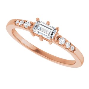 14K Rose Gold 5x3 mm Emerald Ring Mounting – image 8