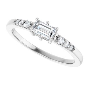 18K White Gold 5x3 mm Emerald Ring Mounting – image 8