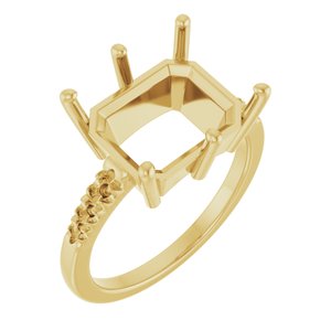 14K Yellow Gold 12x10 mm Emerald Ring Mounting – image 2