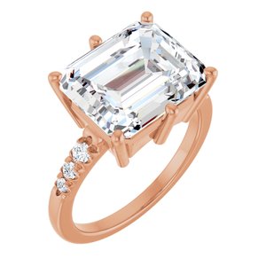 10K Rose Gold 12x10 mm Emerald Ring Mounting