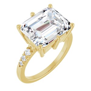 10K Yellow Gold 12x10 mm Emerald Ring Mounting