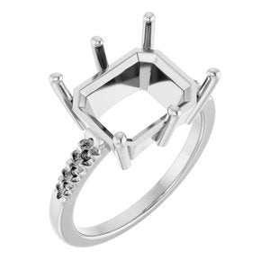 14K X1 White Gold 12x10 mm Emerald Ring Mounting – image 2