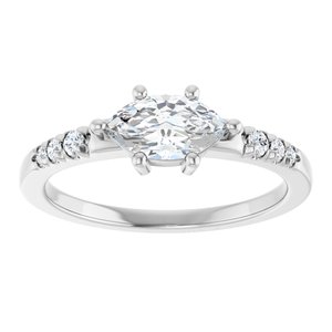 14K White Gold 8x4.5 mm Marquise Ring Mounting – image 5