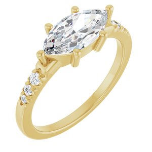 14K Yellow Gold 11x5.5 mm Marquise Ring Mounting