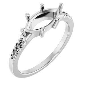 14K White Gold 11x5.5 mm Marquise Ring Mounting – image 2