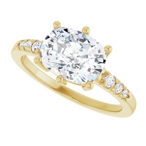 10K Yellow Gold 9x7 mm Elongated Cushion Ring Mounting – image 8
